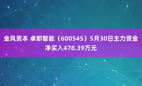 金风资本 卓郎智能（600545）5月30日主力资金净买入478.39万元