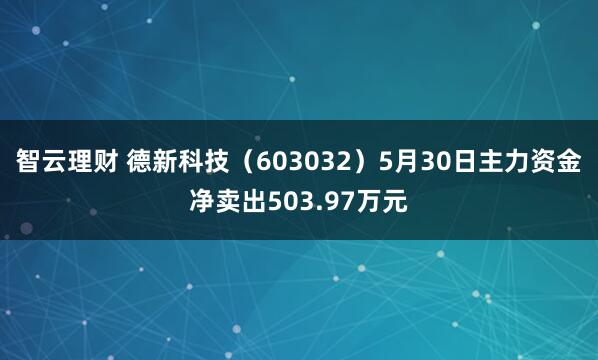 智云理财 德新科技（603032）5月30日主力资金净卖出503.97万元